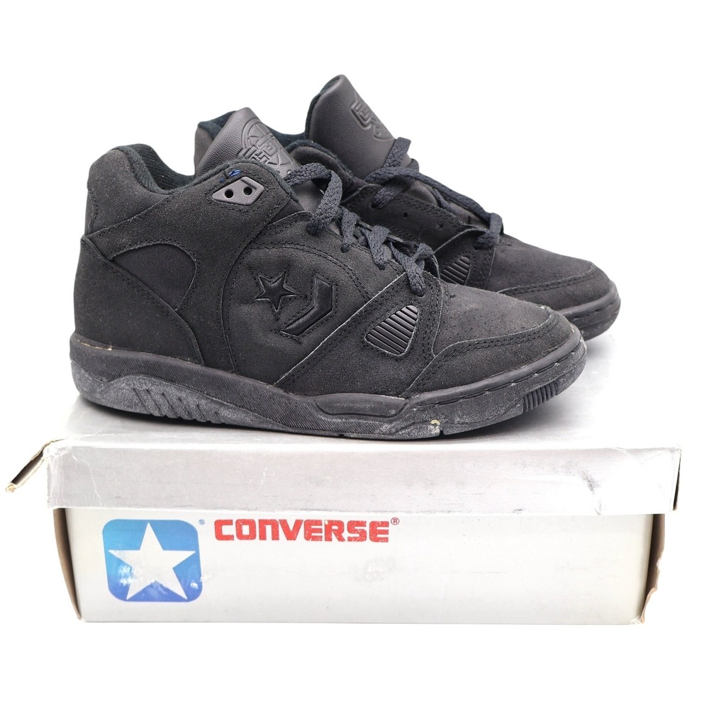 Converse Sonar Grubber Hi Boy's 5 Vintage 90s Black Leather Basketball Shoes